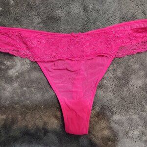 Cacique - Bright Pink Lace/Mesh Thong - 18/20